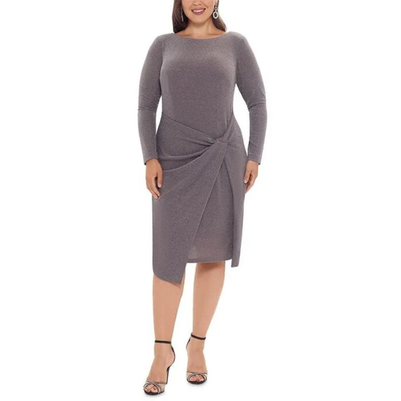 Betsy & Adam Women's Long Sleeve Knee Length Sheath Evening Dress Brown Size 22W sold by Zulily