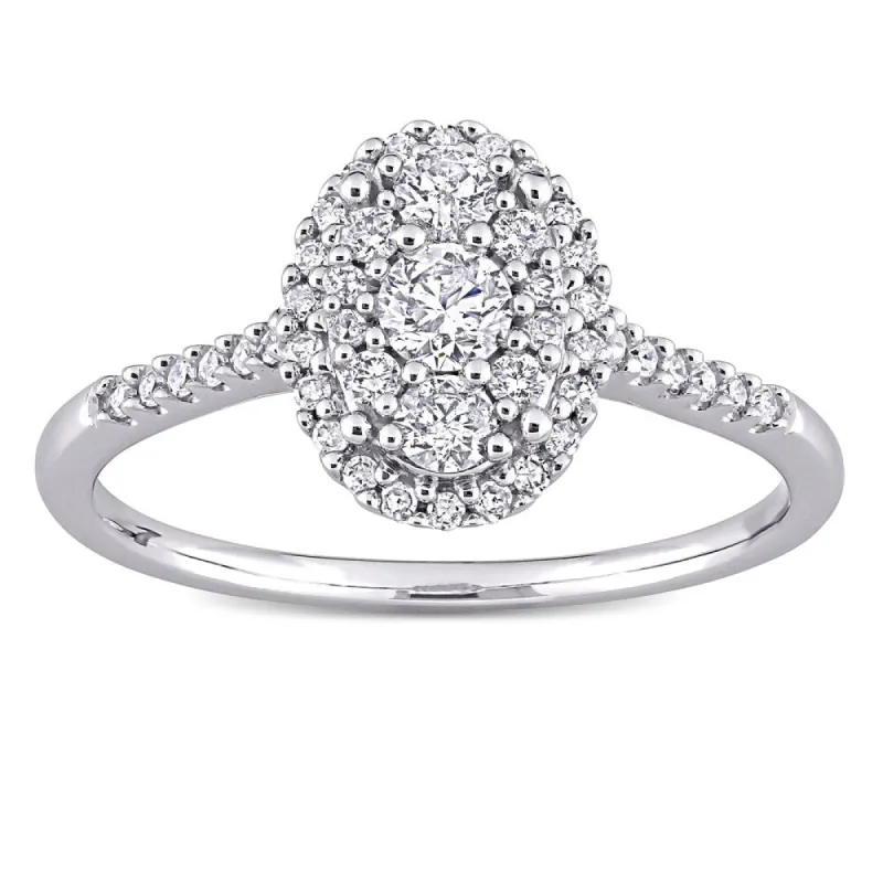 1/2ct TDW Diamond Oval Composite Engagement Ring in 10k White Gold by Miadora sold by Zulily