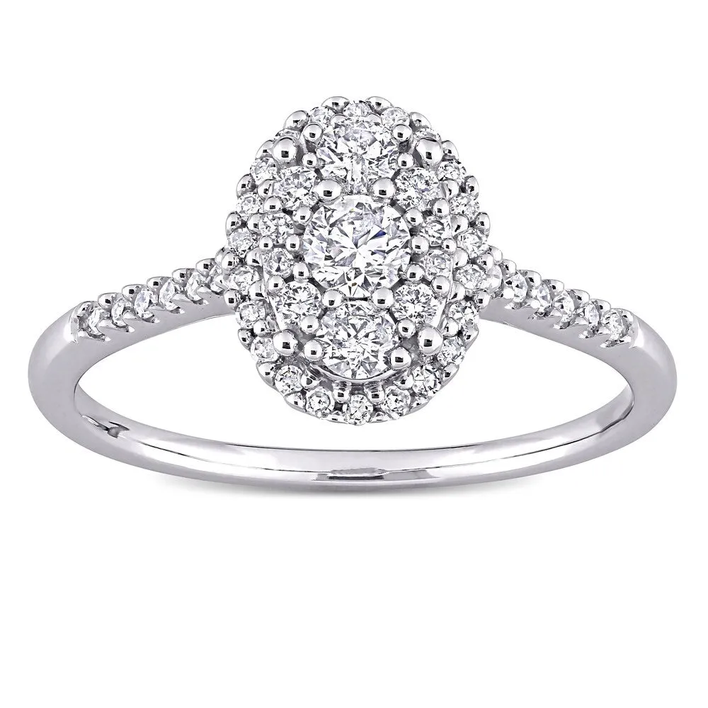 1/2ct TDW Diamond Oval Composite Engagement Ring in 10k White Gold by Miadora sold by Zulily