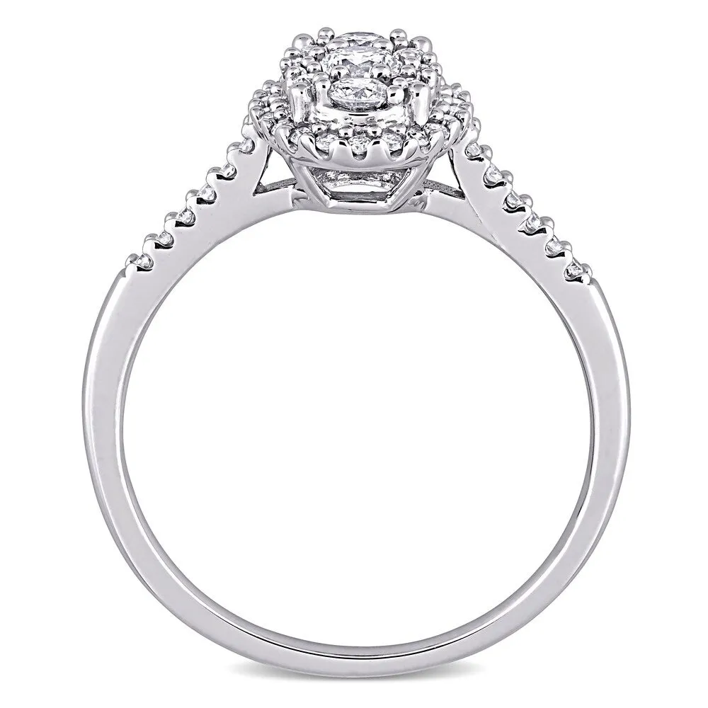 1/2ct TDW Diamond Oval Composite Engagement Ring in 10k White Gold by Miadora sold by Zulily product image thumbnail 4