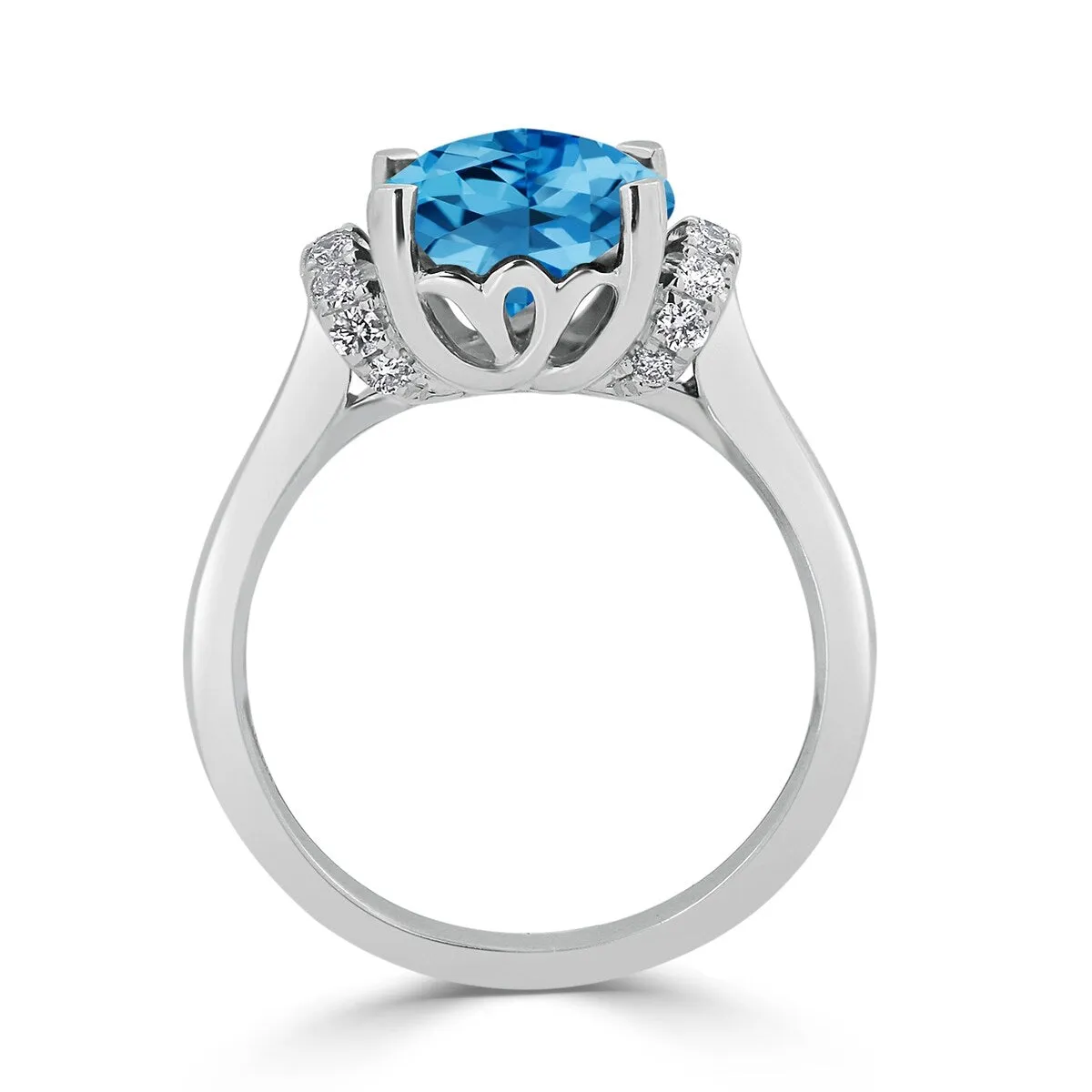 Auriya Unique 3 3/8ct Cushion-cut Swiss Blue Topaz and Diamond Engagement Ring 1/5cttw 14k Gold sold by Zulily product image thumbnail 5