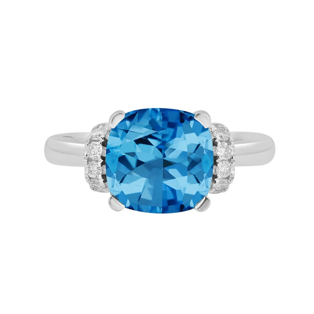 Auriya Unique 3 3/8ct Cushion-cut Swiss Blue Topaz and Diamond Engagement Ring 1/5cttw 14k Gold sold by Zulily product image thumbnail 2