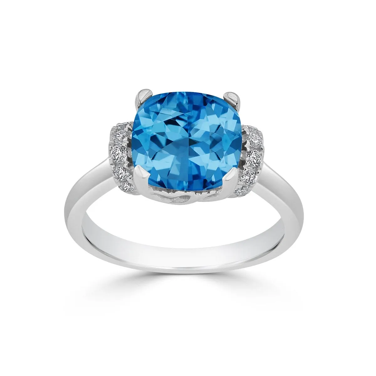 Auriya Unique 3 3/8ct Cushion-cut Swiss Blue Topaz and Diamond Engagement Ring 1/5cttw 14k Gold sold by Zulily product image thumbnail 4