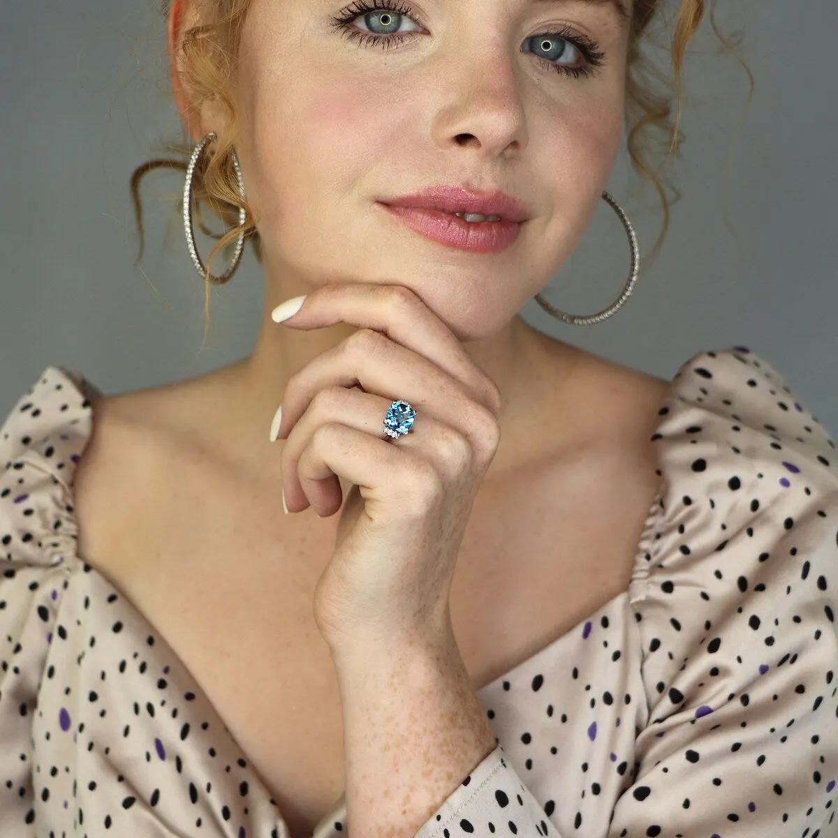 Auriya Unique 3 3/8ct Cushion-cut Swiss Blue Topaz and Diamond Engagement Ring 1/5cttw 14k Gold sold by Zulily product image thumbnail 3