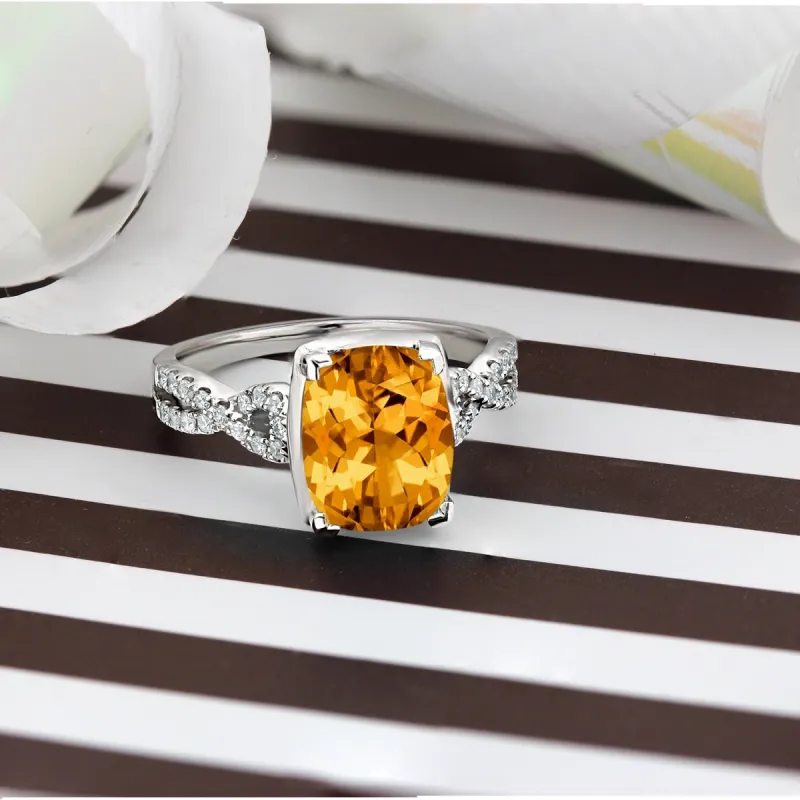 Auriya 3 9/10ct Cushion-cut Citrine Diamond Engagement Ring 1/5ctw 14k Gold sold by Zulily