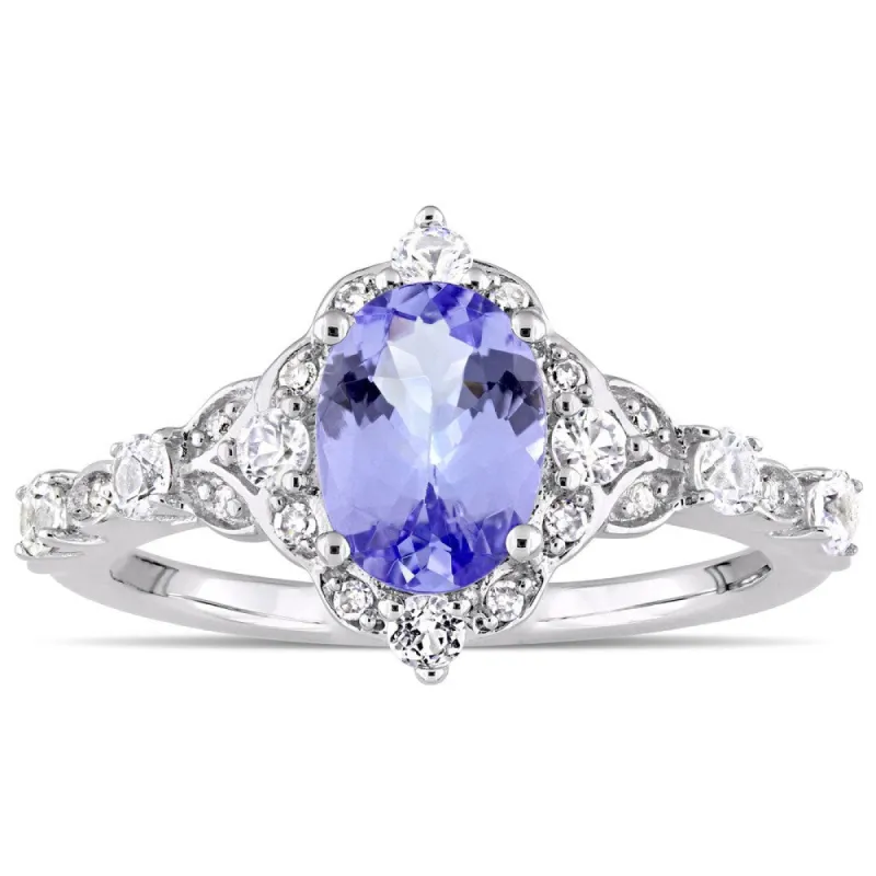 Miadora Signature Collection 14k White Gold Tanzanite, White Sapphire, Diamond Accent Engagement Ring made by Zulily