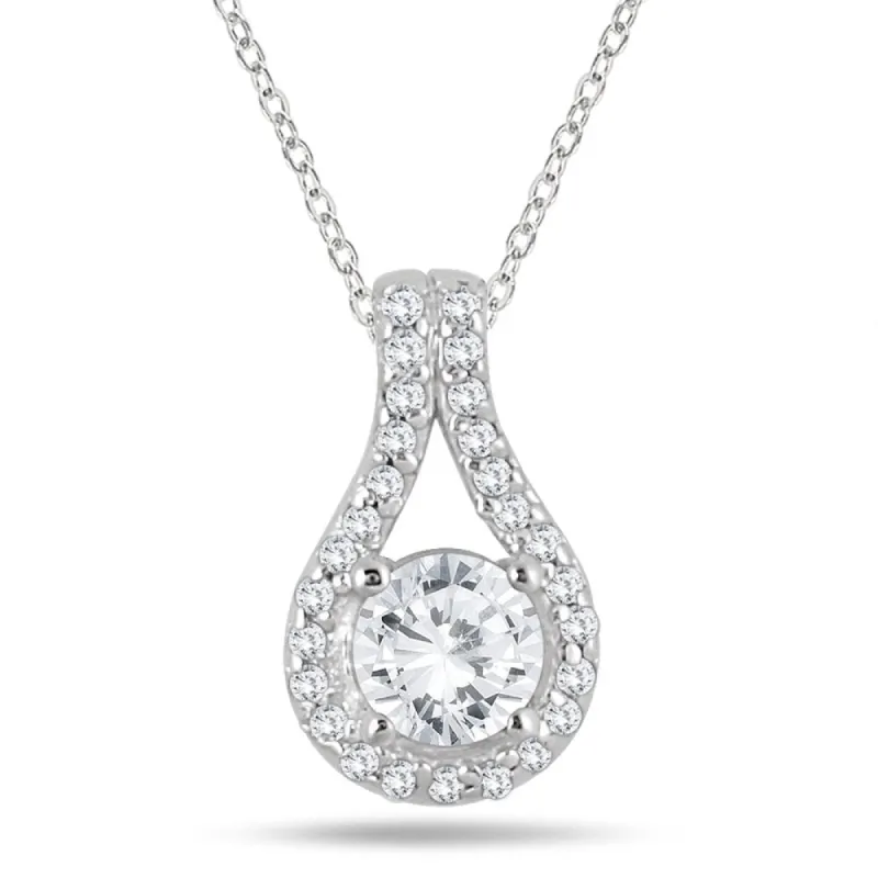 3/5 Carat TW Diamond Halo Pendant in 10K White Gold sold by Zulily