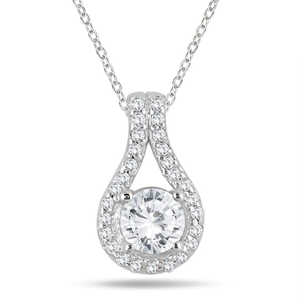 3/5 Carat TW Diamond Halo Pendant in 10K White Gold sold by Zulily