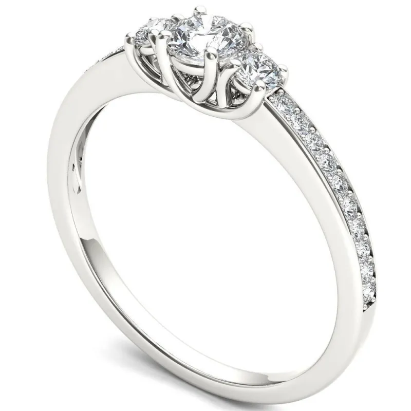 De Couer 14k White Gold 1/2ct TDW Diamond Three-Stone Anniversary Ring - White H-I sold by Zulily
