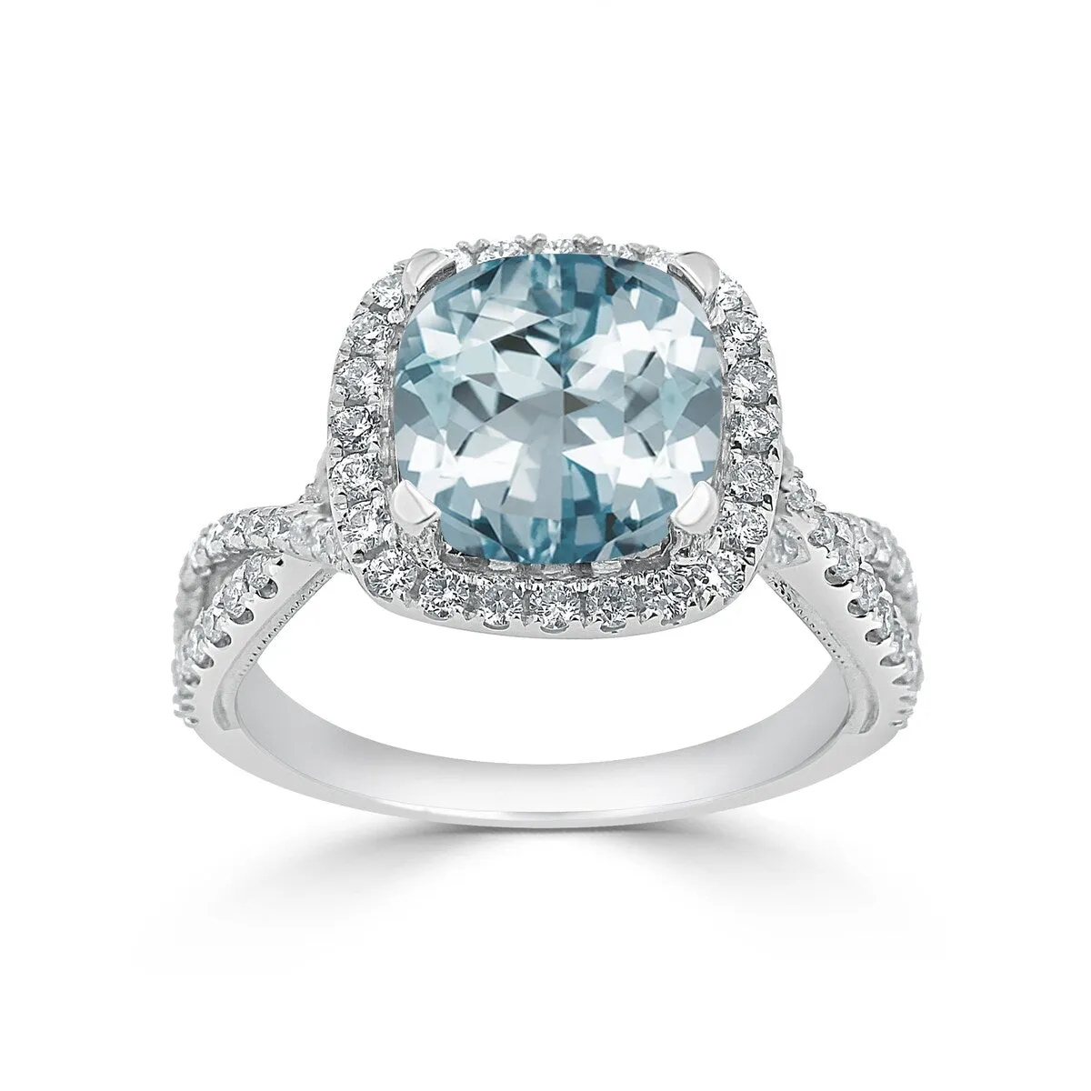Auriya 1 7/8ct Cushion-cut Aquamarine and Halo Diamond Engagement Ring 1/2cttw 14k Gold sold by Zulily product image thumbnail 3