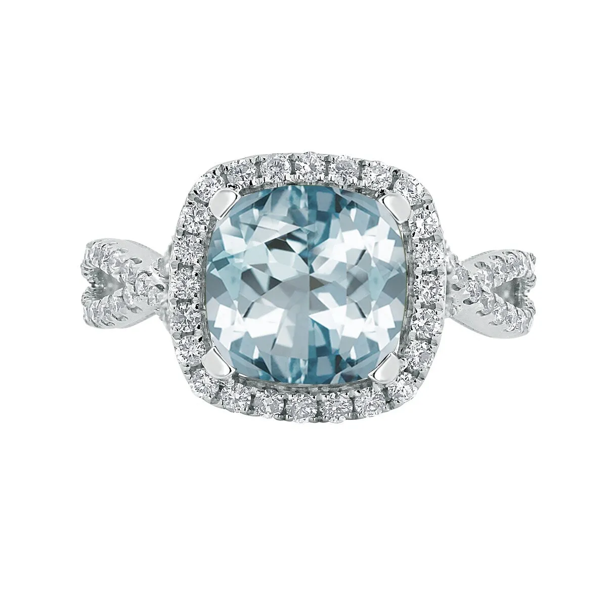 Auriya 1 7/8ct Cushion-cut Aquamarine and Halo Diamond Engagement Ring 1/2cttw 14k Gold sold by Zulily product image thumbnail 2