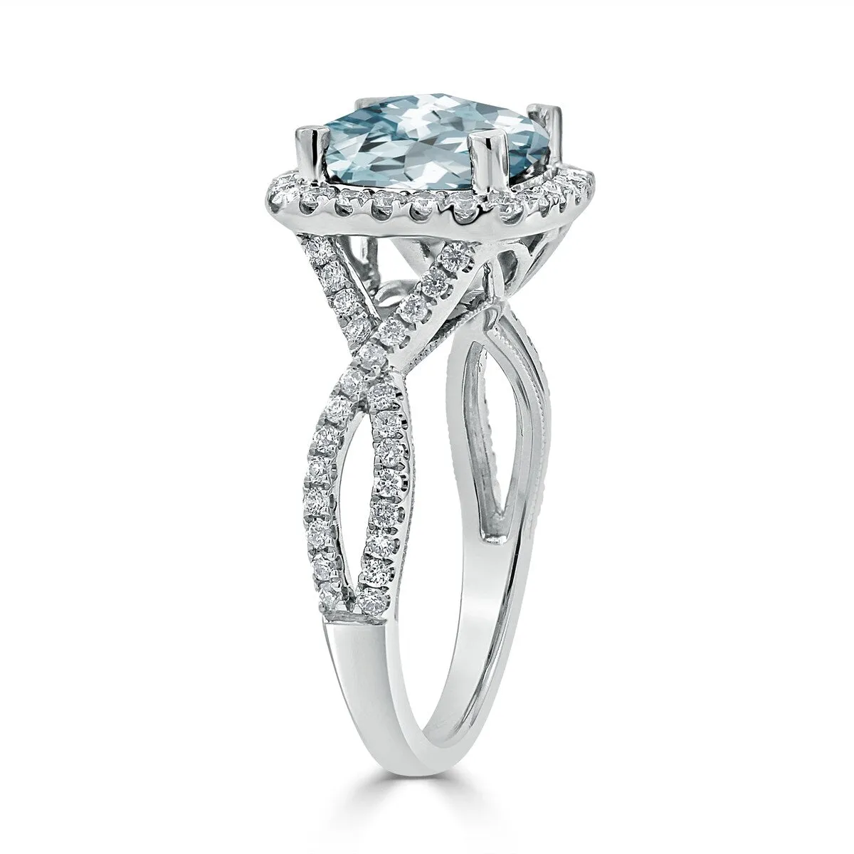 Auriya 1 7/8ct Cushion-cut Aquamarine and Halo Diamond Engagement Ring 1/2cttw 14k Gold sold by Zulily product image thumbnail 4