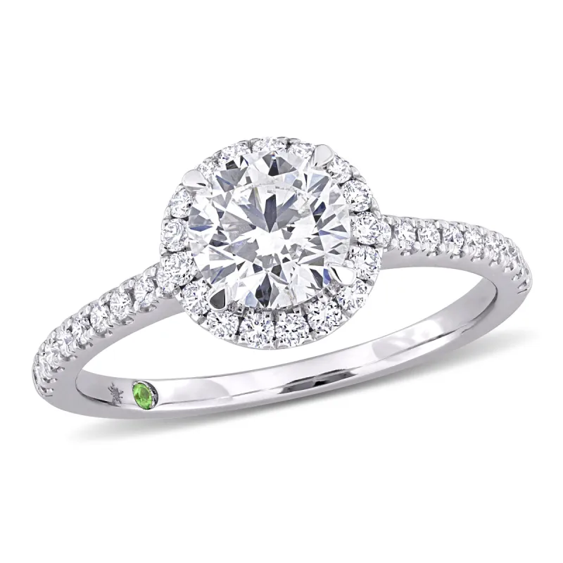 Created Forever 1 1/3ct TDW Lab-Grown Diamond and Tsavorite Accent Ring in 14k White Gold sold by Zulily