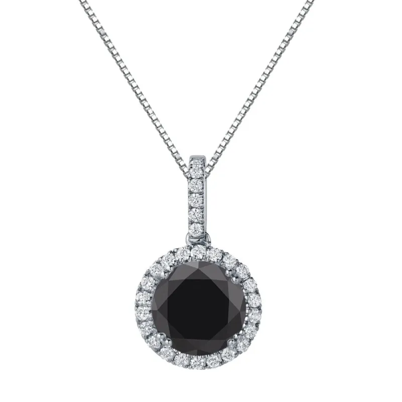 Auriya 3 1/4ctw Round Halo Black Diamond Necklace 14k Gold sold by Zulily
