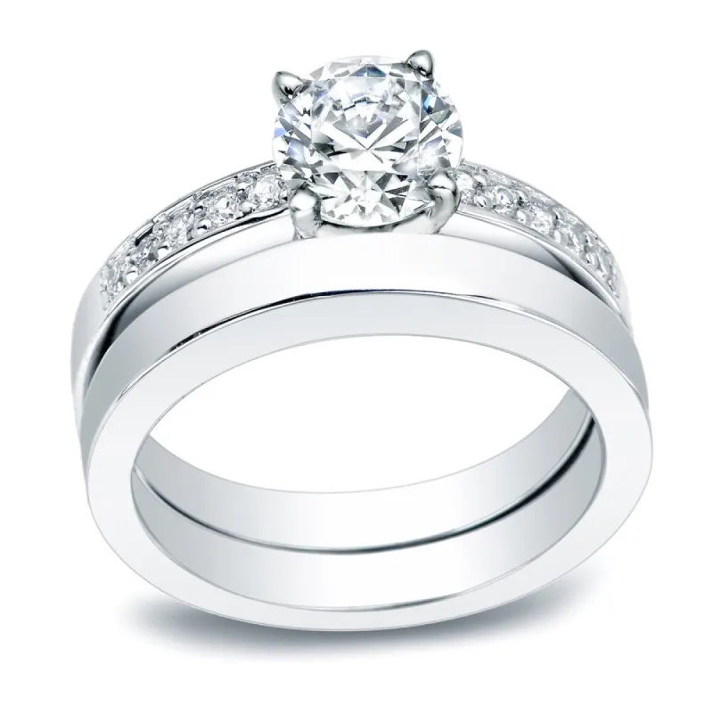 Auriya Platinum 1/2ctw Classic Round Diamond Engagement Ring Set sold by Zulily