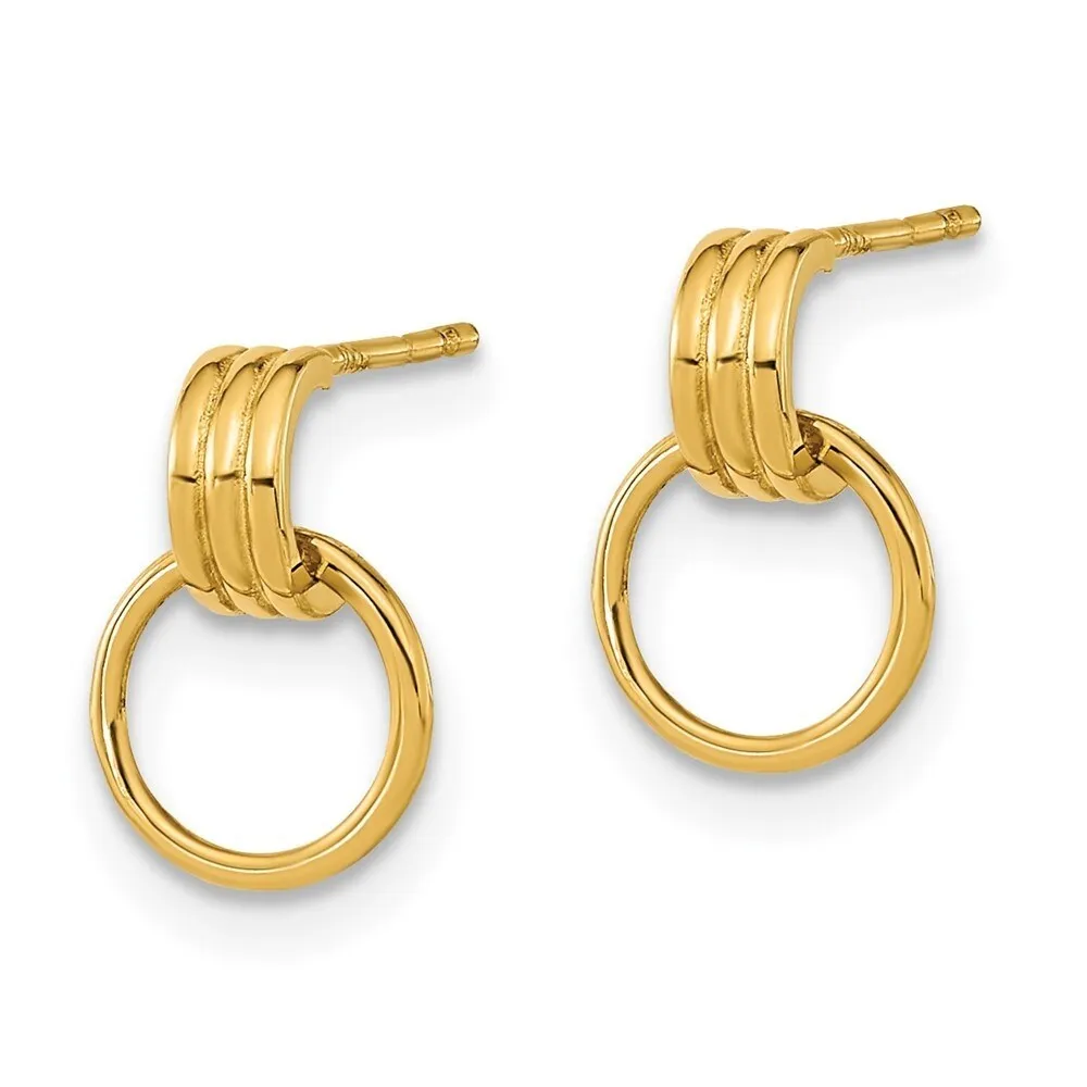 Curata 14k Yellow Gold 10.75x7.25mm Dangle Circle Post Earrings sold by Zulily product image thumbnail 3