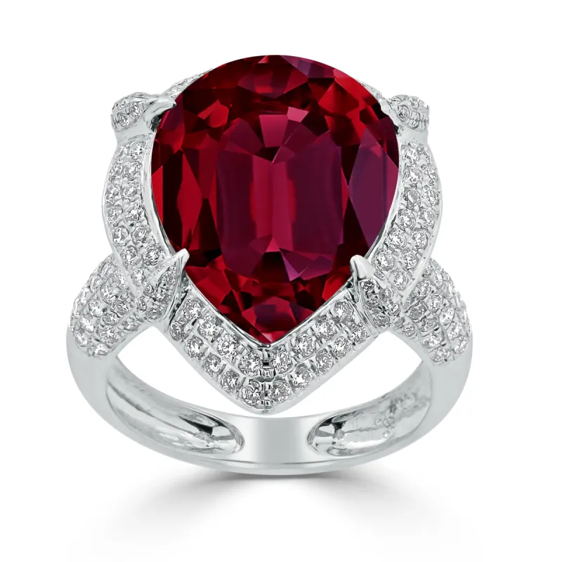 Auriya 15ct Pear-cut Red Ruby and Halo Diamond Ring 1cttw 18K Gold sold by Zulily