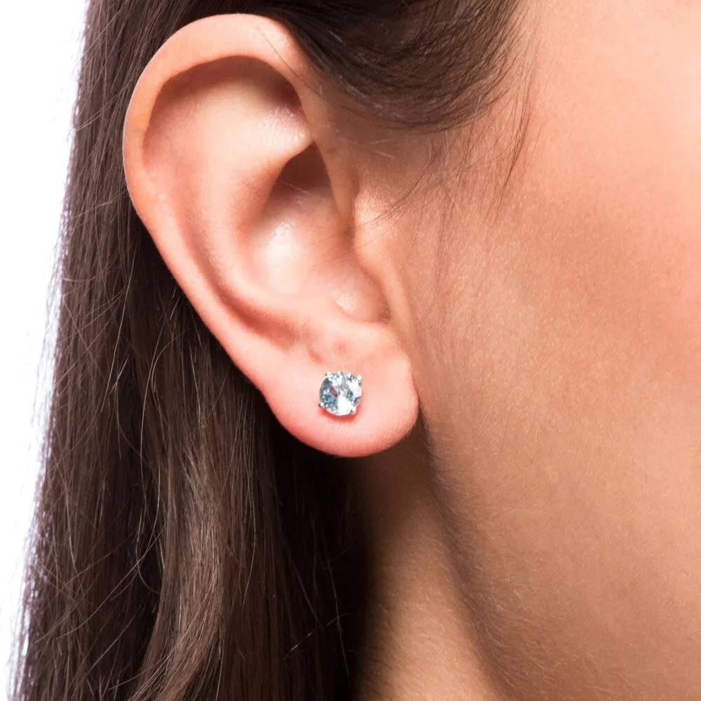 Oravo 14k White Gold Round-cut Gemstone Stud Earrings sold by Zulily product image thumbnail 2