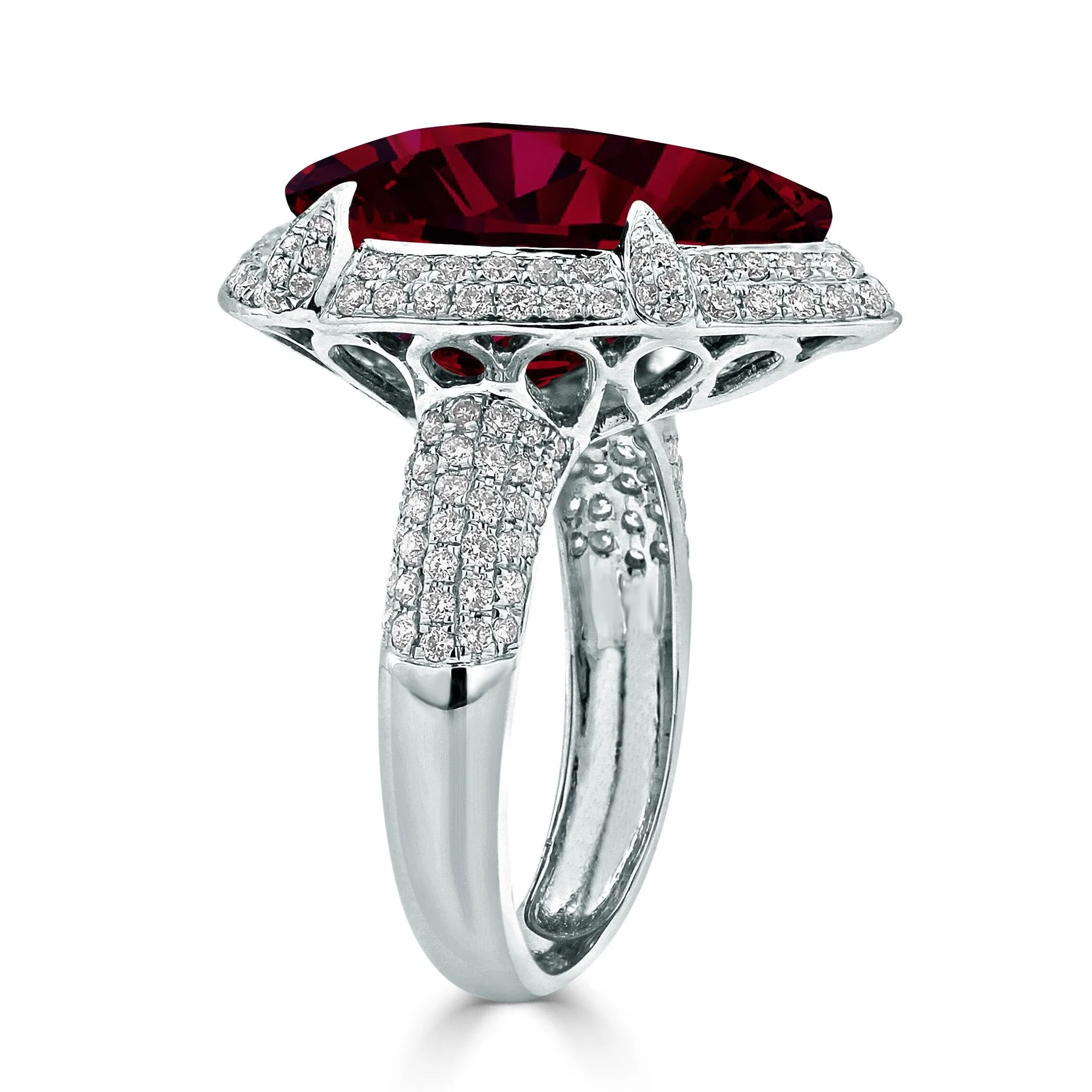 Auriya 15ct Pear-cut Red Ruby and Halo Diamond Ring 1cttw 18K Gold sold by Zulily product image thumbnail 3