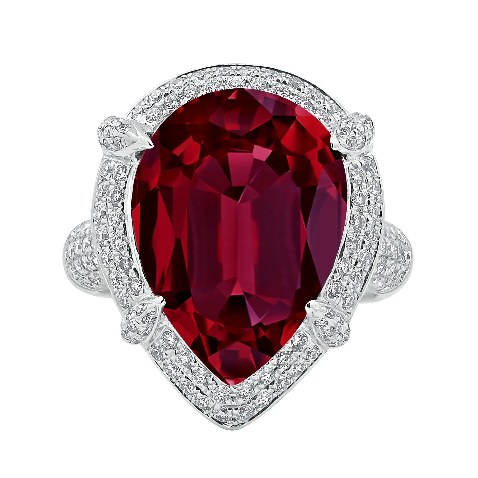 Auriya 15ct Pear-cut Red Ruby and Halo Diamond Ring 1cttw 18K Gold sold by Zulily product image thumbnail 2