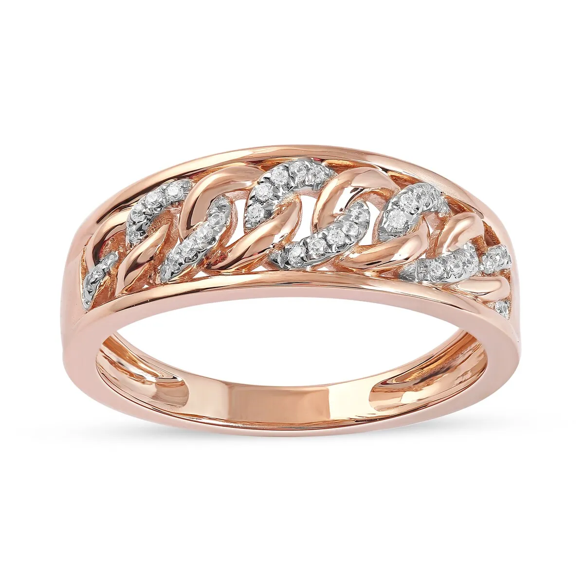 1/10ct TDW Diamond Cuban Link Mens Band in 10k Gold sold by Zulily product image thumbnail 5