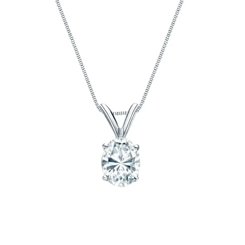 Auriya 14k Gold 0.50ctw Oval Solitaire Lab Grown Diamond Necklace 4-Prong Basket (F-G VS) - 0.5 sold by Zulily