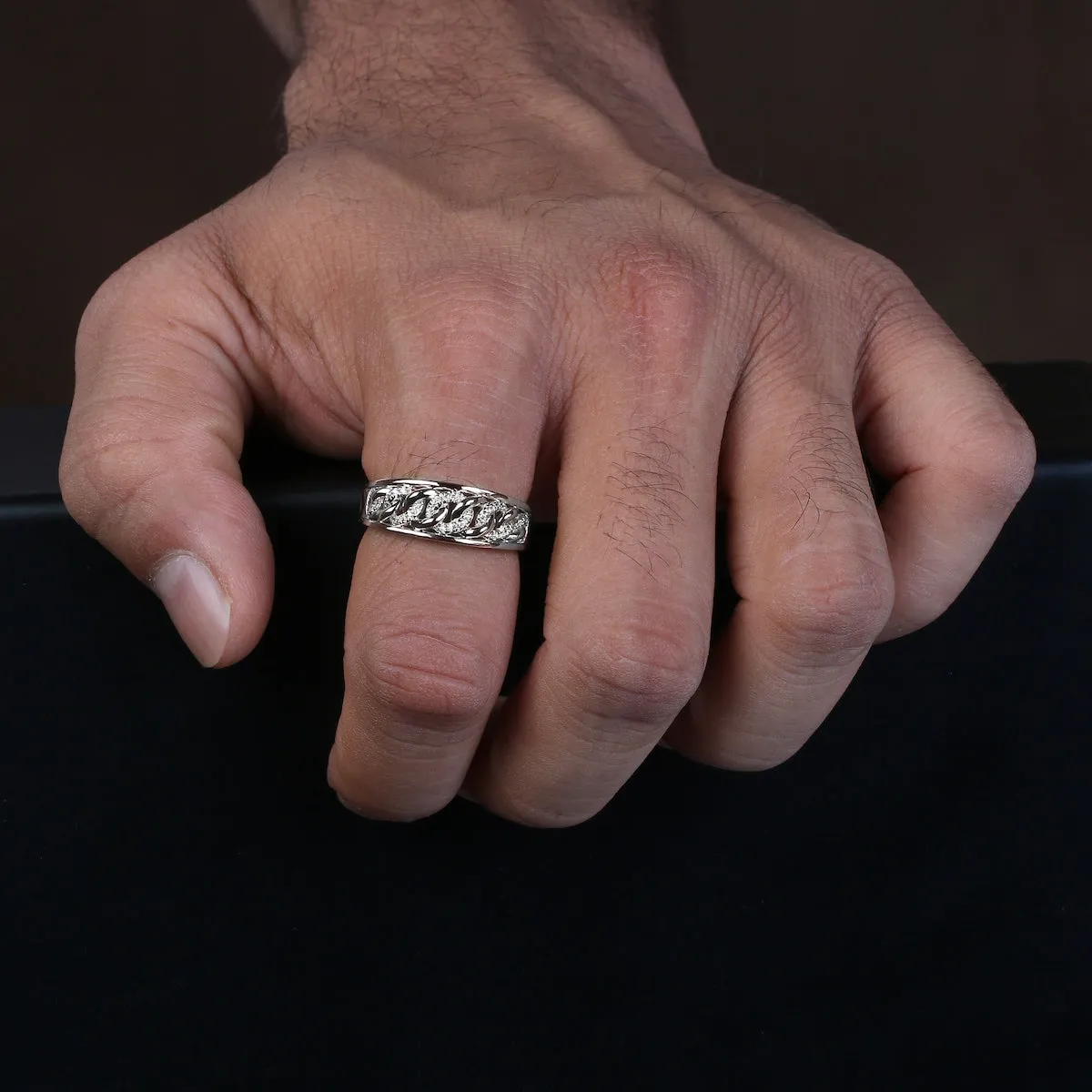 1/10ct TDW Diamond Cuban Link Mens Band in 10k Gold sold by Zulily product image thumbnail 2