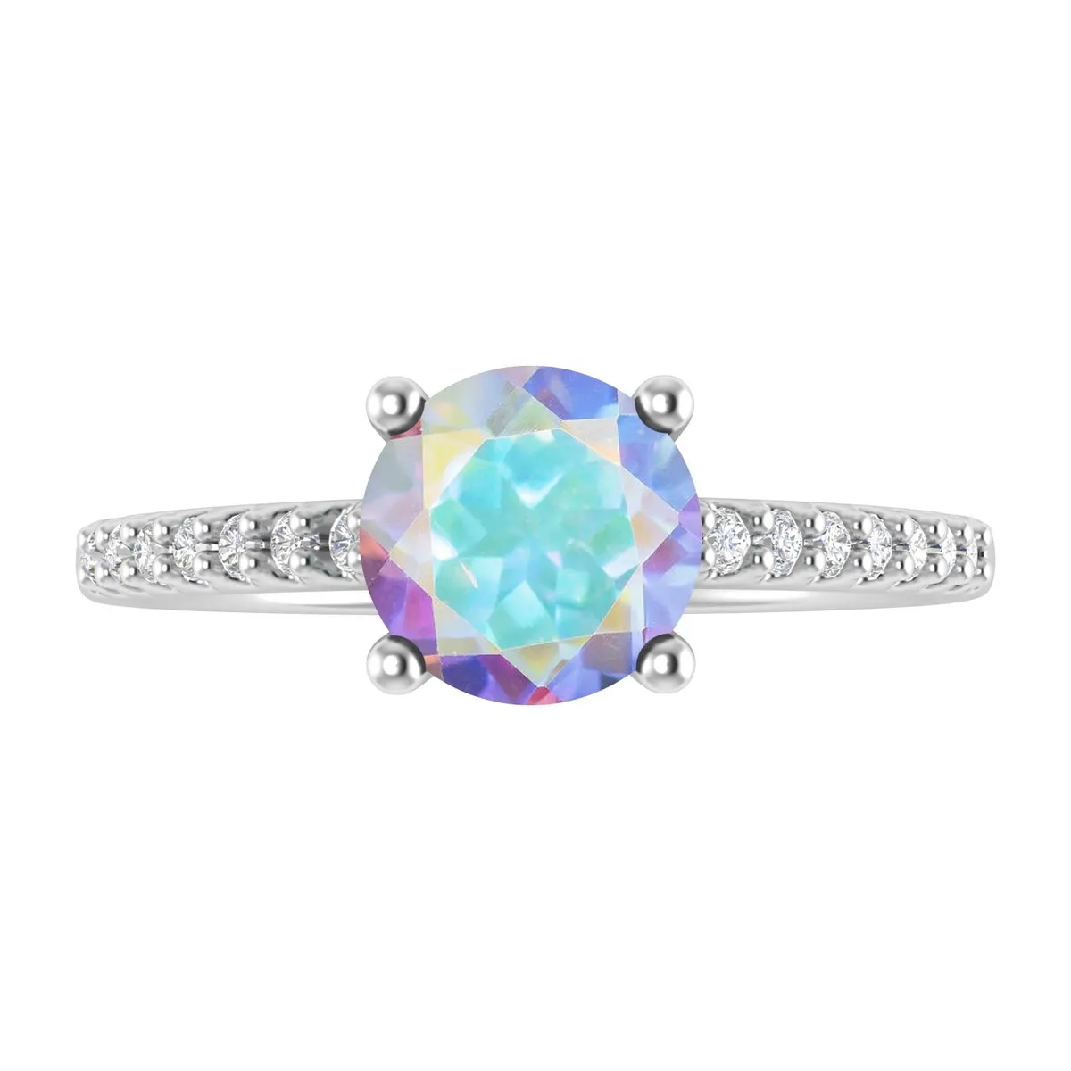 Sterling Silver with Mercury Opal Topaz &White Topaz Engagement Ring sold by Zulily product image thumbnail 4