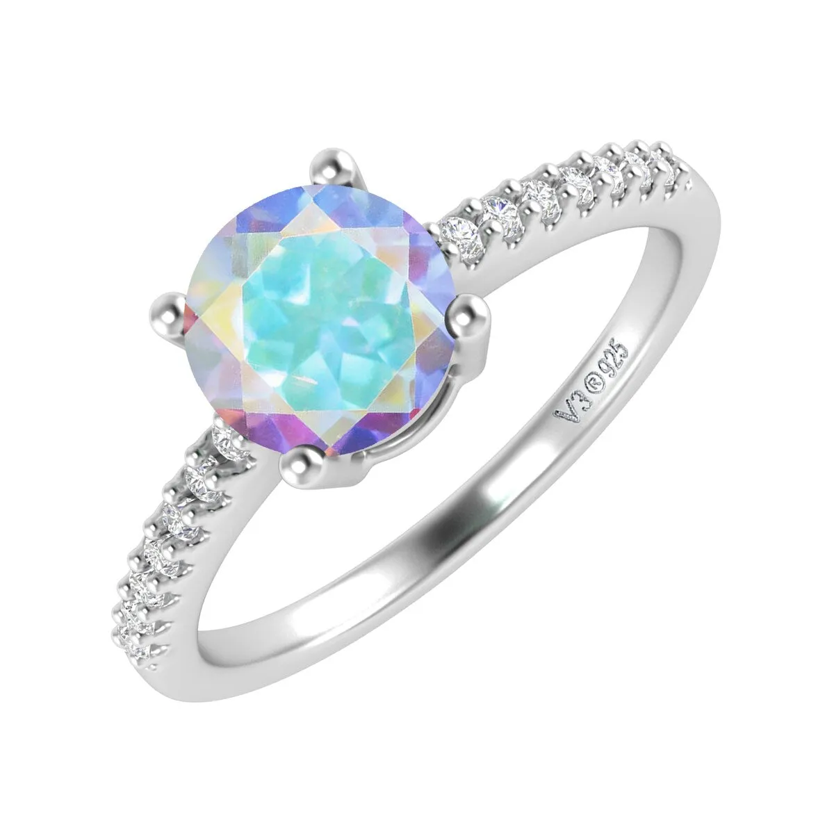 Sterling Silver with Mercury Opal Topaz &White Topaz Engagement Ring sold by Zulily product image thumbnail 2