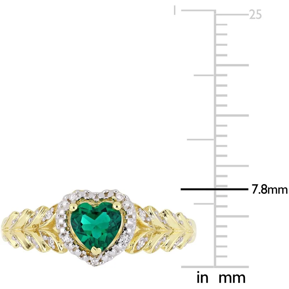 Miadora 10k Yellow Gold Created Emerald and Diamond Halo Engagement Ring sold by Zulily product image thumbnail 4
