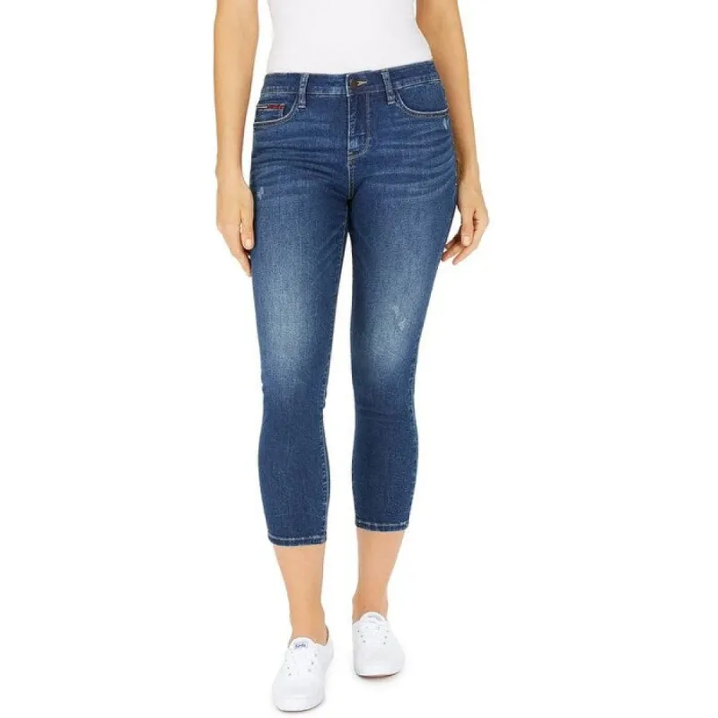 Tommy Jeans Women's Cropped Medium Wash Skinny Jeans Blue Size 25 sold by Zulily
