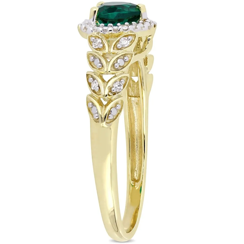 Miadora 10k Yellow Gold Created Emerald and Diamond Halo Engagement Ring sold by Zulily product image thumbnail 3