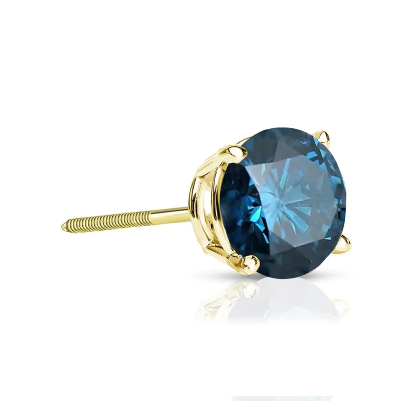 Auriya 14k Gold 1/3ct TDW Round SINGLE (1) Blue Diamond Stud Earring sold by Zulily