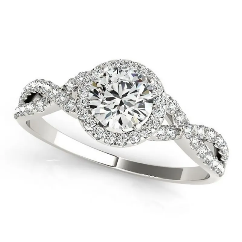 Auriya 4ct Twisted Moissanite Halo Diamond Engagement Ring 1/5ctw 14k Gold sold by Zulily