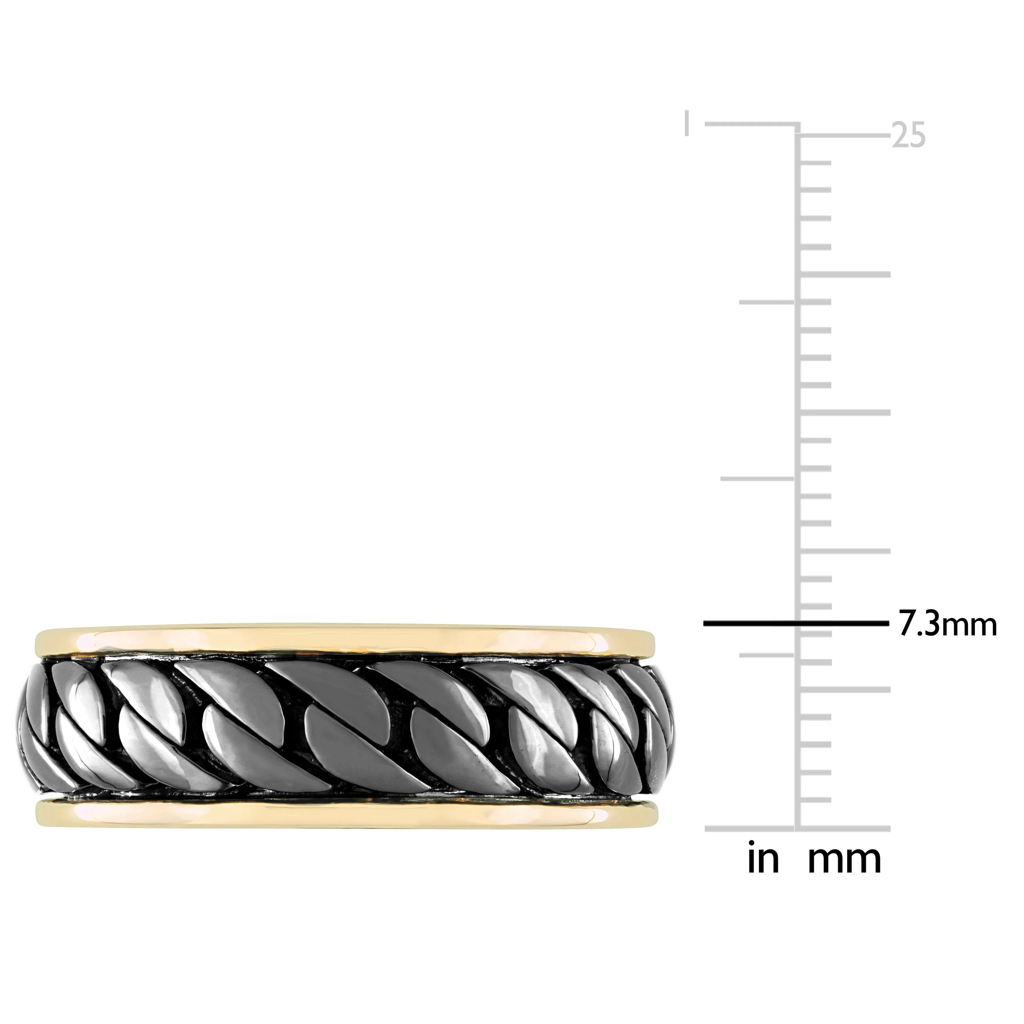 Miadora Ribbed Design Mens Ring in Yellow Silver with Black Rhodium Plating sold by Zulily product image thumbnail 3