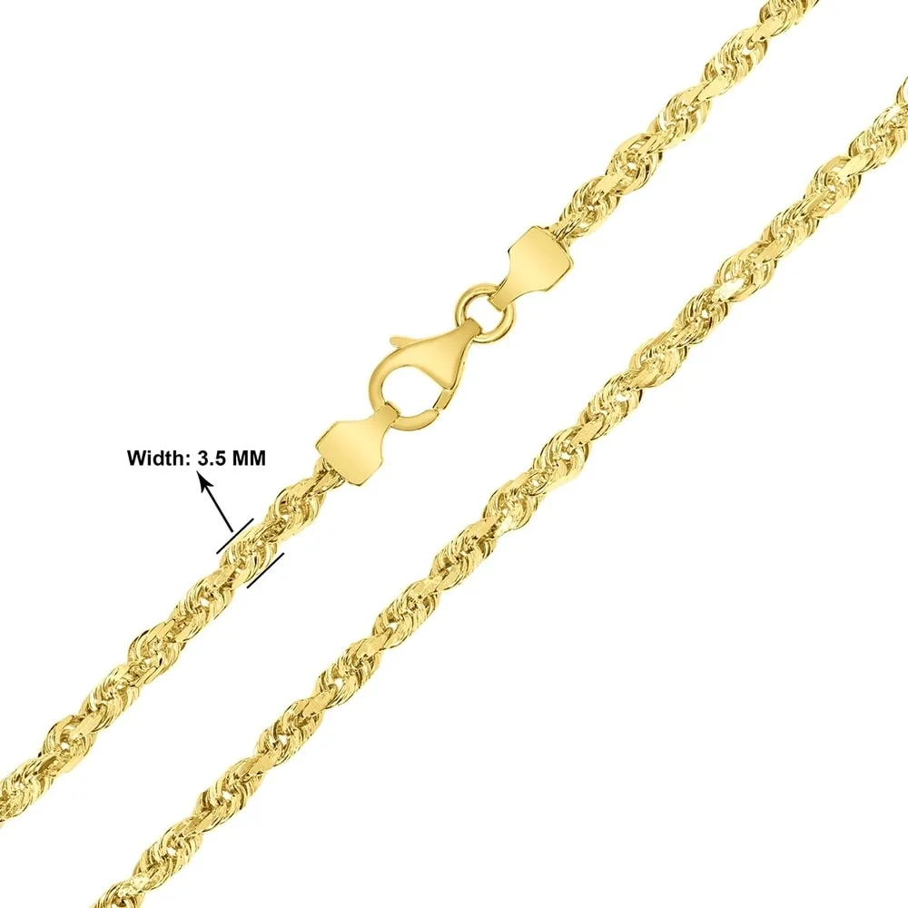 14K Yellow Gold 3.5mm Classic Diamond Cut Twisted Rope Chain with Lobster Clasp - 22 Inch sold by Zulily