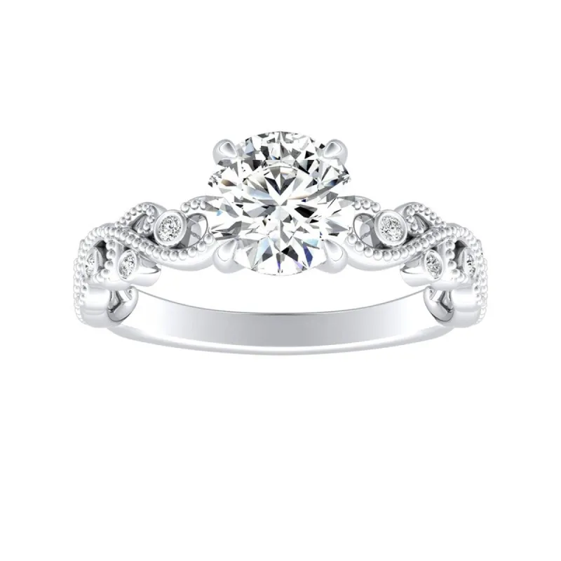 Auriya 14k Gold 1/2ct TW Vintage Moissanite and Diamond Engagement Ring 1/10cttw sold by Zulily