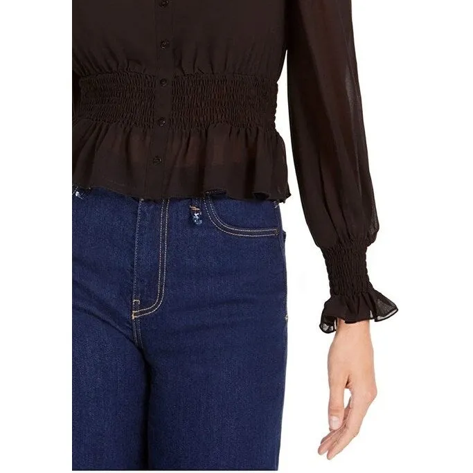 Lucy Paris Women's Smocked V-Neck Top Black Size X-Small sold by Zulily product image thumbnail 2