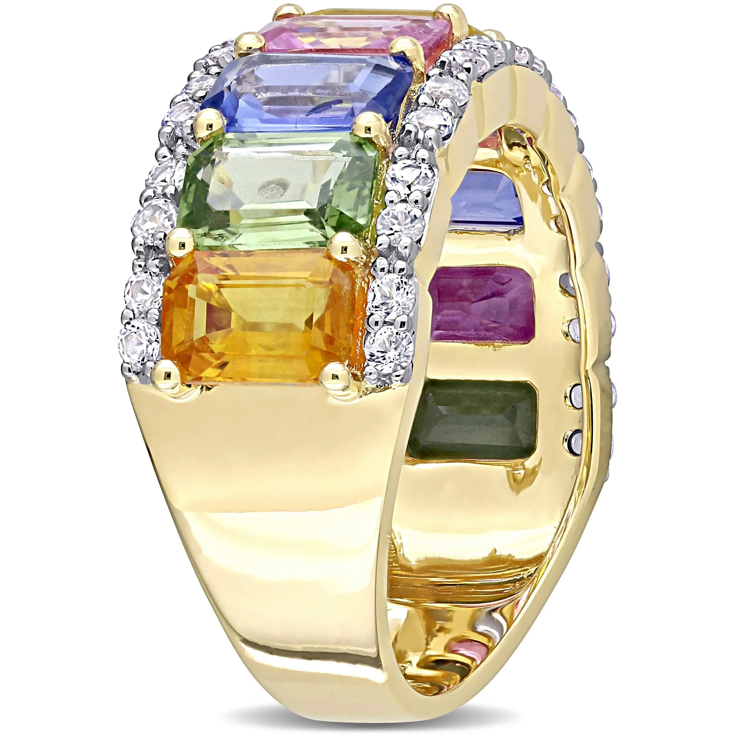 Miadora 6 4/5ct TGW Multi-Color Sapphire Eternity Ring in 14k Yellow Gold sold by Zulily product image thumbnail 2