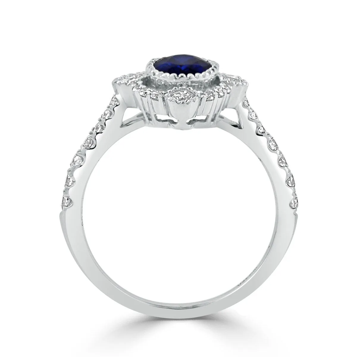Auriya 18k Gold 9/10ct Oval Sapphire Halo Diamond Engagement Ring 1/2ct TDW sold by Zulily product image thumbnail 5