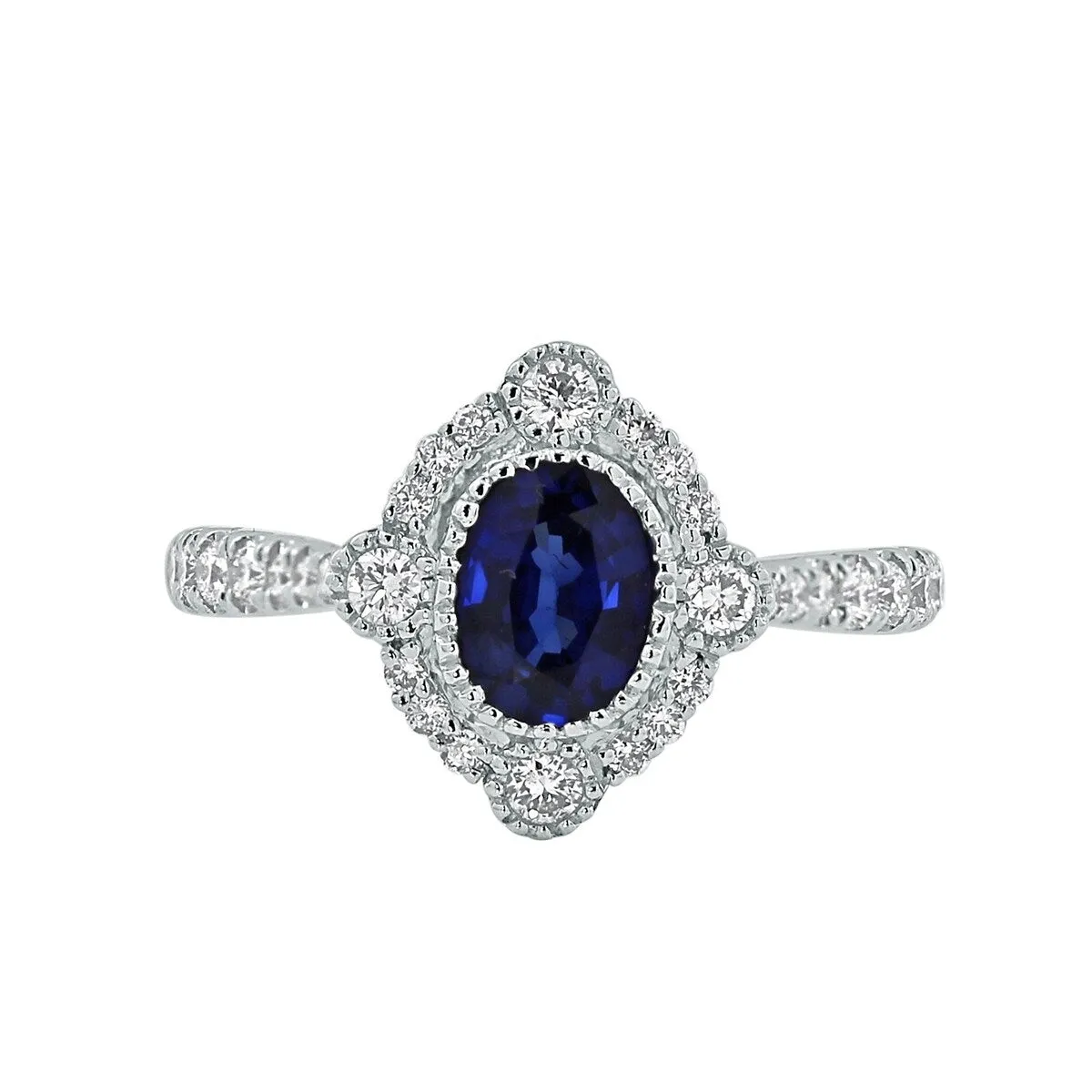 Auriya 18k Gold 9/10ct Oval Sapphire Halo Diamond Engagement Ring 1/2ct TDW sold by Zulily product image thumbnail 3
