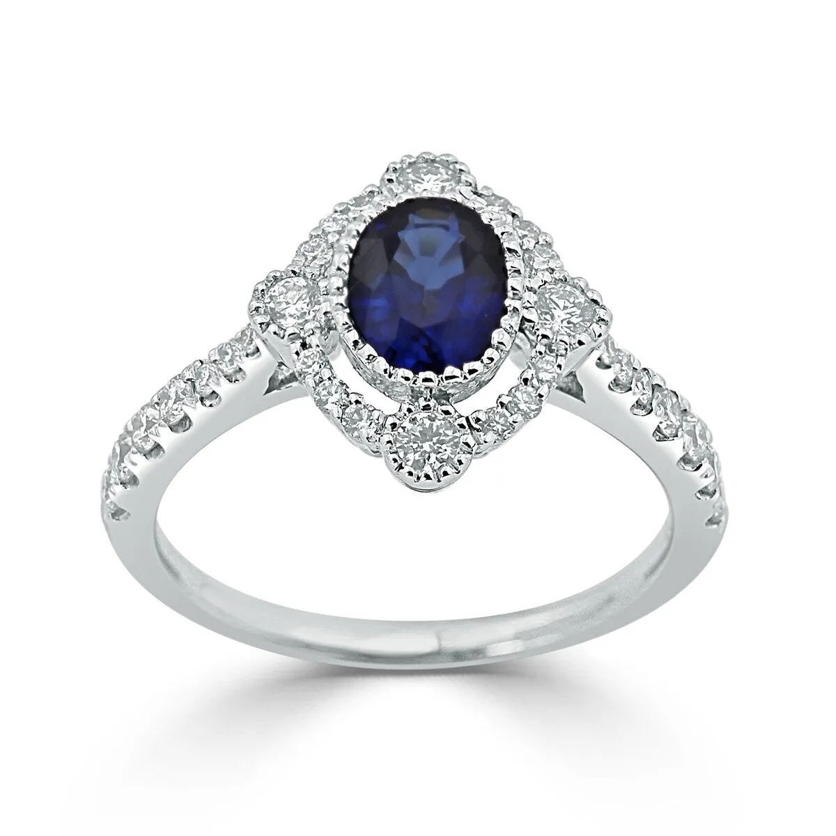 Auriya 18k Gold 9/10ct Oval Sapphire Halo Diamond Engagement Ring 1/2ct TDW sold by Zulily product image thumbnail 2