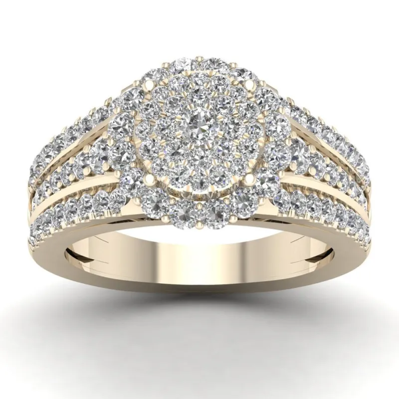 De Couer 1 1/3ct TDW Diamond Cluster Engagement Ring - Yellow sold by Zulily
