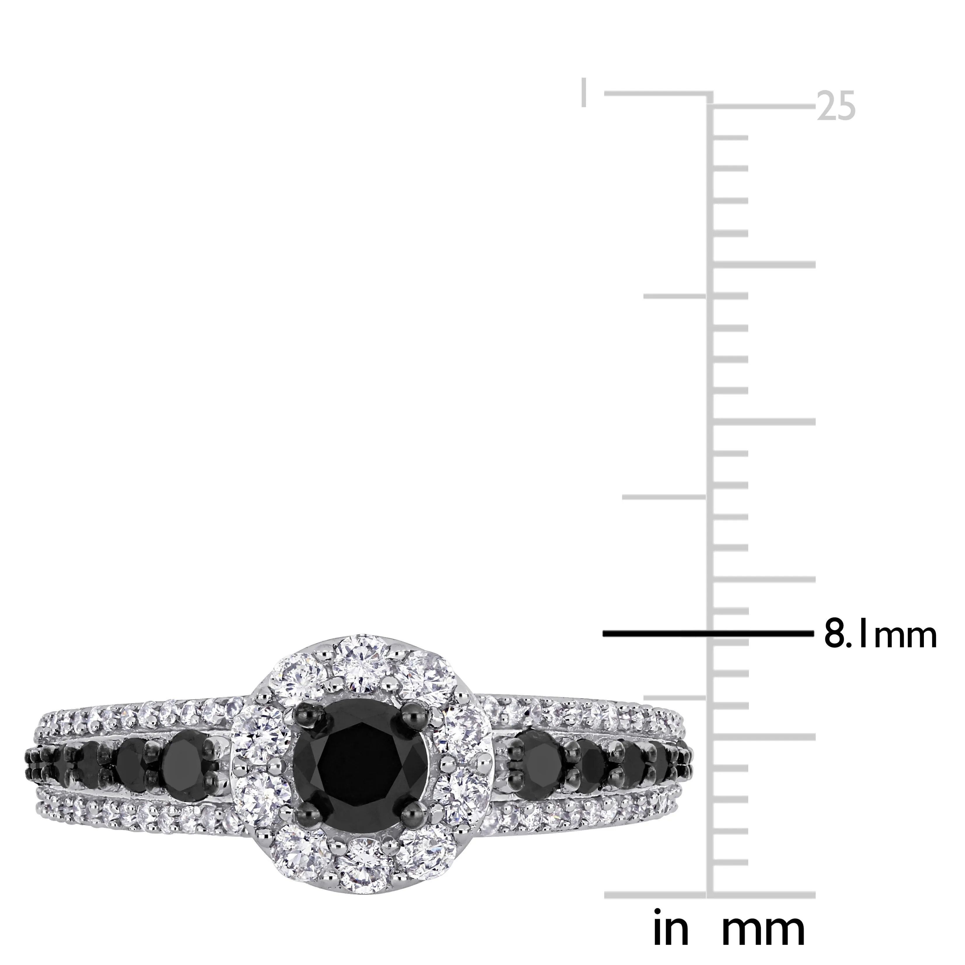 Miadora 1ct TW Black and White Diamond Halo Ring in 14k White Gold with Black Rhodium sold by Zulily product image thumbnail 3
