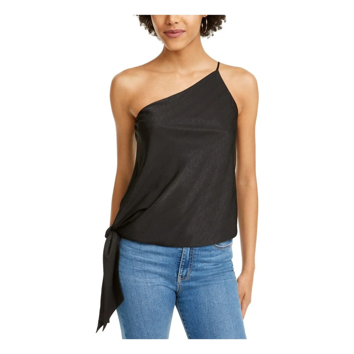 Leyden Women's Tie Sleeveless Asymmetrical Neckline Top Black Size Medium sold by Zulily