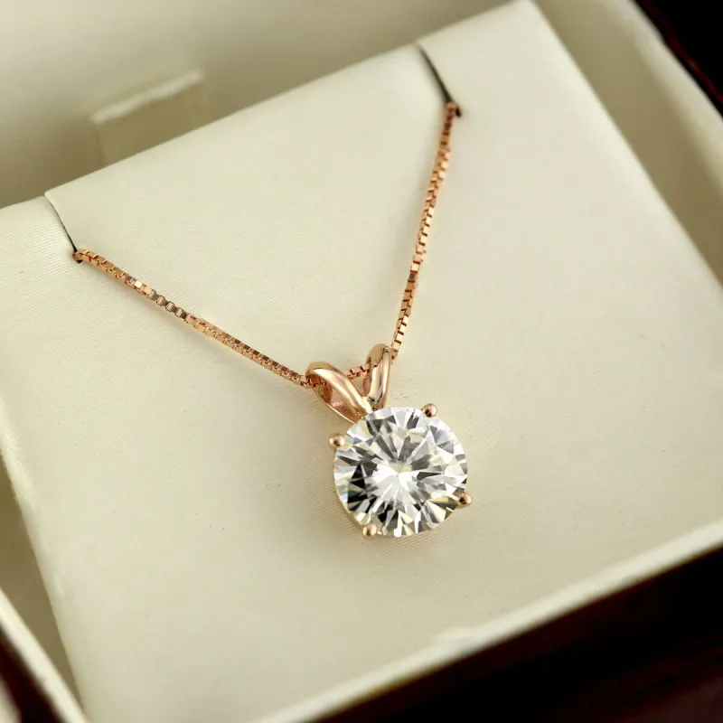 Auriya 14KT Gold 1 1/2ctw Round Solitaire Moissanite Necklace - 7.4 mm - 7.4 mm sold by Zulily