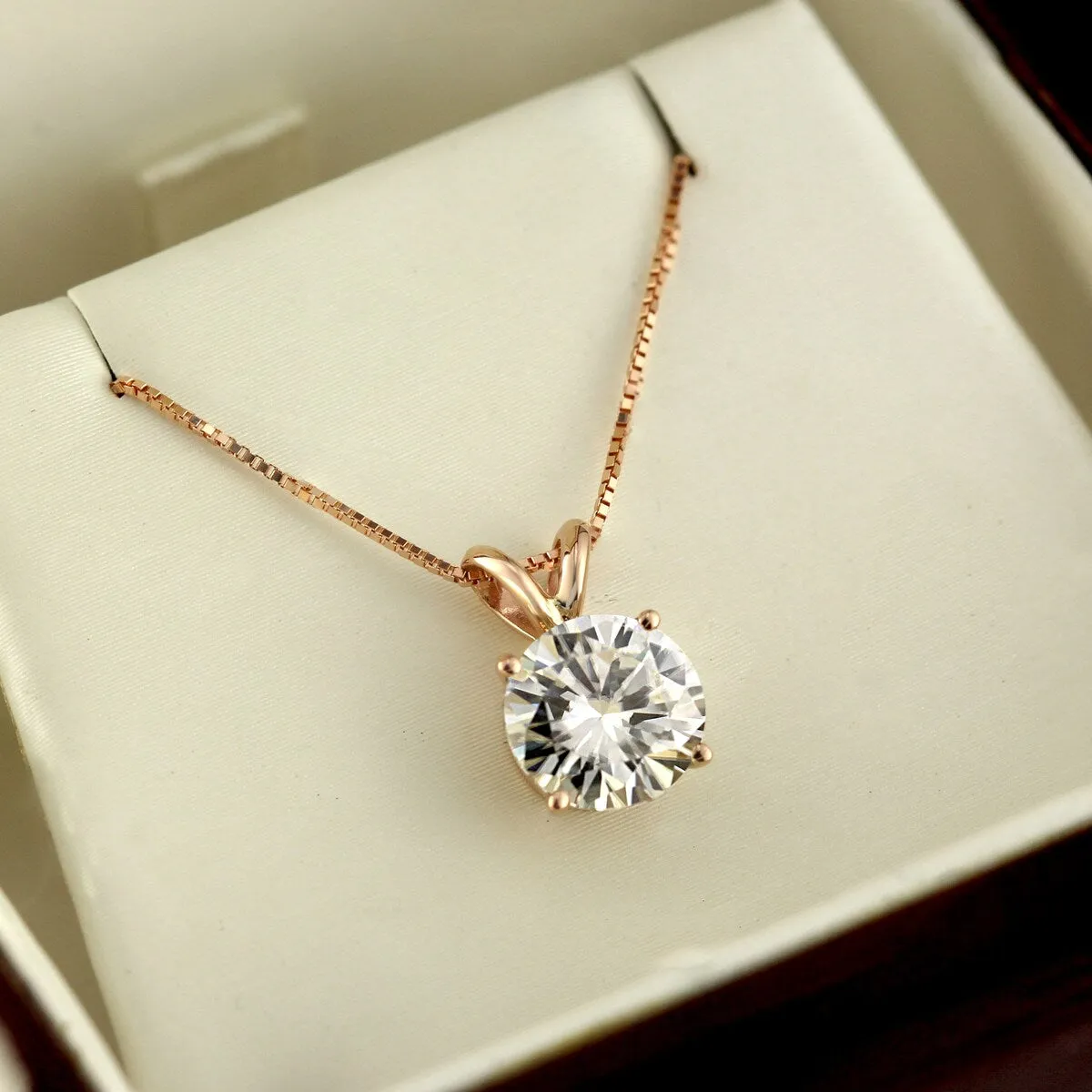 Auriya 14KT Gold 1 1/2ctw Round Solitaire Moissanite Necklace - 7.4 mm - 7.4 mm sold by Zulily