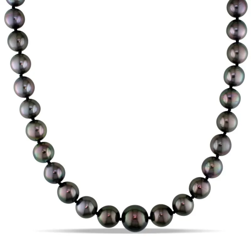 Miadora 14k White Gold Tahitian Cultured Pearl and Diamond Necklace (10-13 mm) - Black sold by Zulily
