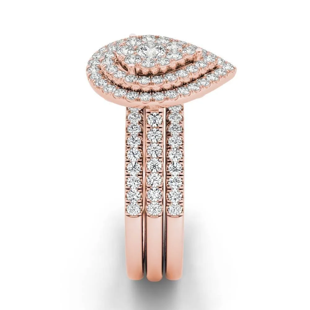 De Couer 5/8ct TDW Pear Shaped Cluster Halo Bridal Set - Pink sold by Zulily product image thumbnail 3