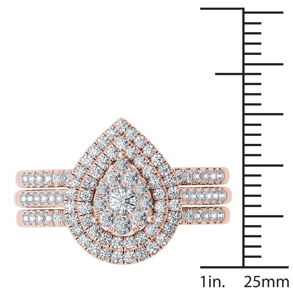 De Couer 5/8ct TDW Pear Shaped Cluster Halo Bridal Set - Pink sold by Zulily product image thumbnail 4